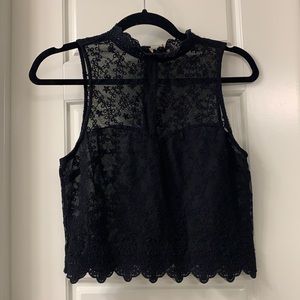 High neck lace top